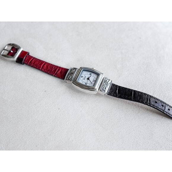 Brighton Vintage Waterford Reversible Watch Red Black Leather Retired 7" Gift - Picture 5 of 10